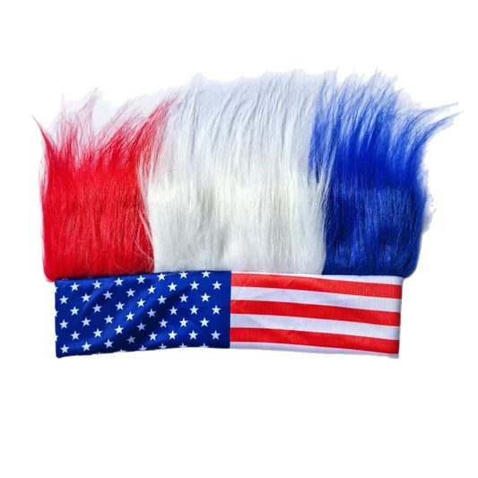 American Flag Fans Wig Independence Day Empty Top Hat National Day Games Headband Hair Accessories Headgear