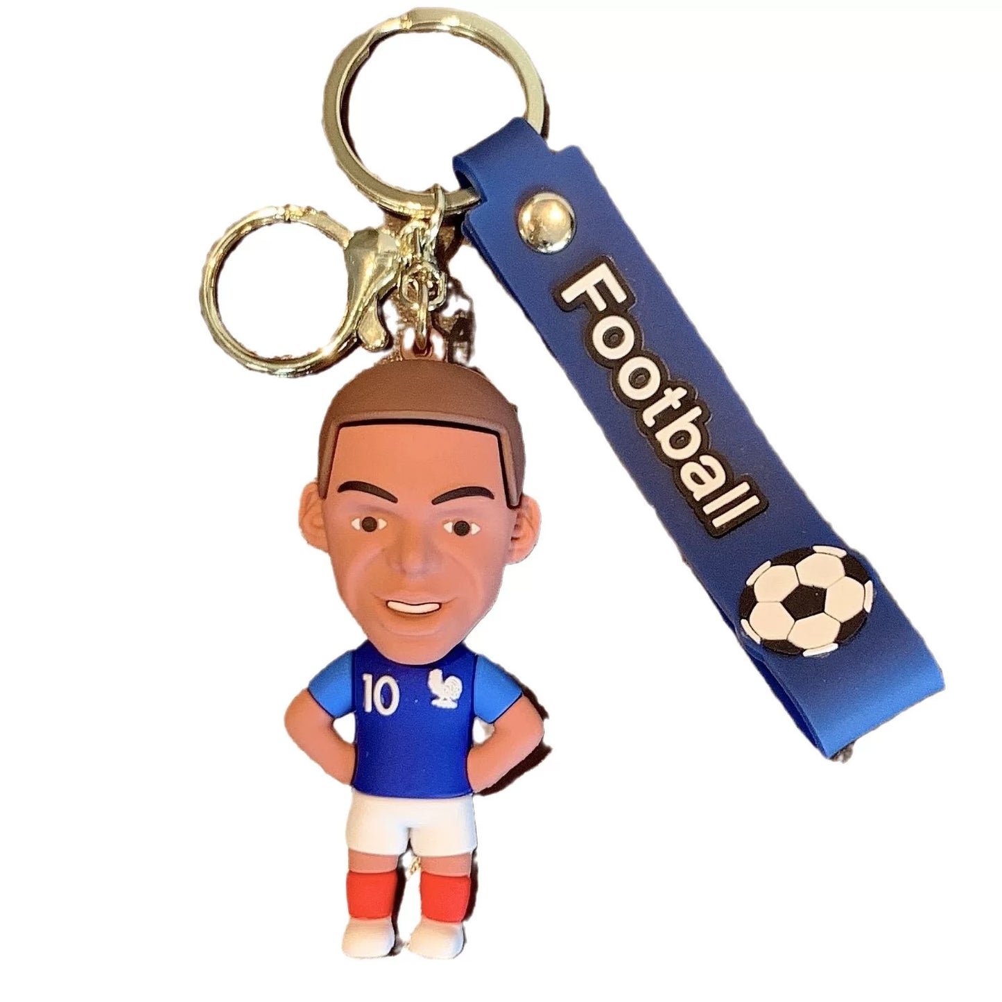Soccer Stars Mbappé and Neymar Cartoon Keychain Charms, Custom Keychains, Figurines, Jersey and Backpack Ornaments