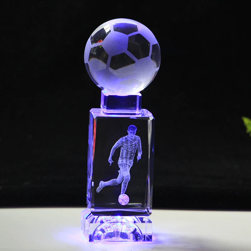 Soccer Star Crystal Chandelier: Messi, Neymar, and Cristiano Ronaldo Figurines—Gifts for Boys and Adults