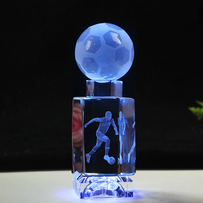 Soccer Star Crystal Chandelier: Messi, Neymar, and Cristiano Ronaldo Figurines—Gifts for Boys and Adults