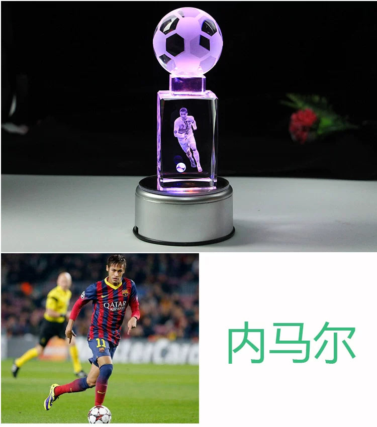 Soccer Star Crystal Chandelier: Messi, Neymar, and Cristiano Ronaldo Figurines—Gifts for Boys and Adults