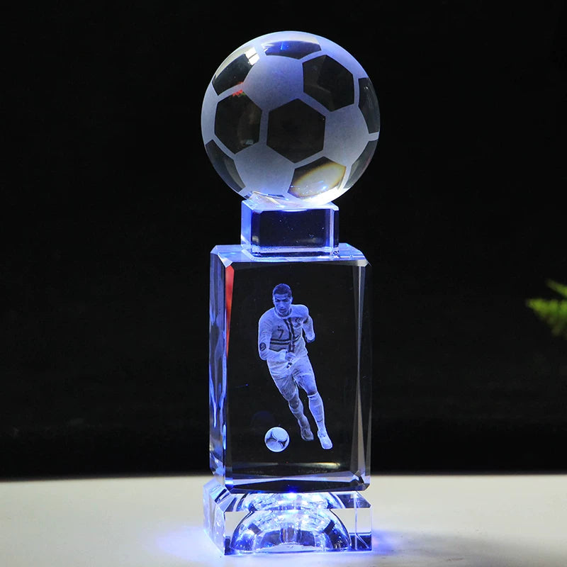 Soccer Star Crystal Chandelier: Messi, Neymar, and Cristiano Ronaldo Figurines—Gifts for Boys and Adults