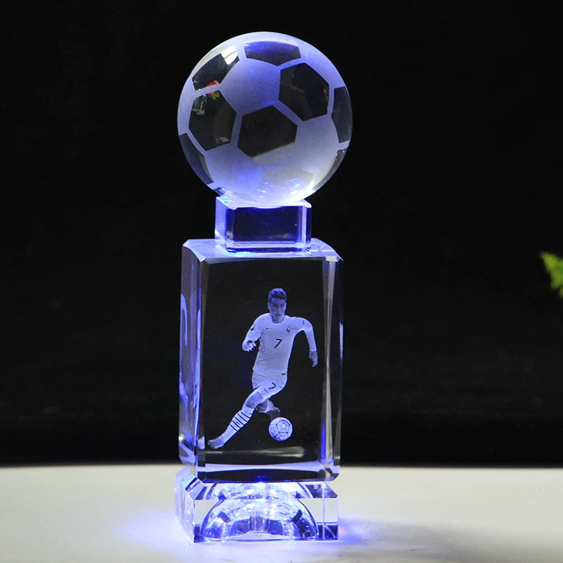 Soccer Star Crystal Chandelier: Messi, Neymar, and Cristiano Ronaldo Figurines—Gifts for Boys and Adults