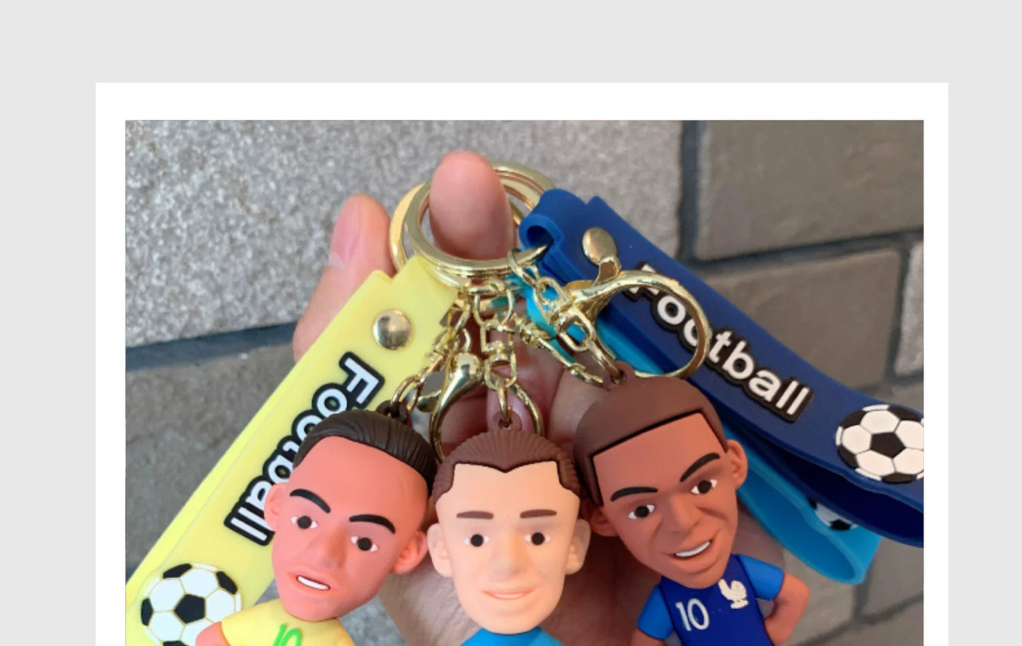 Soccer Stars Mbappé and Neymar Cartoon Keychain Charms, Custom Keychains, Figurines, Jersey and Backpack Ornaments