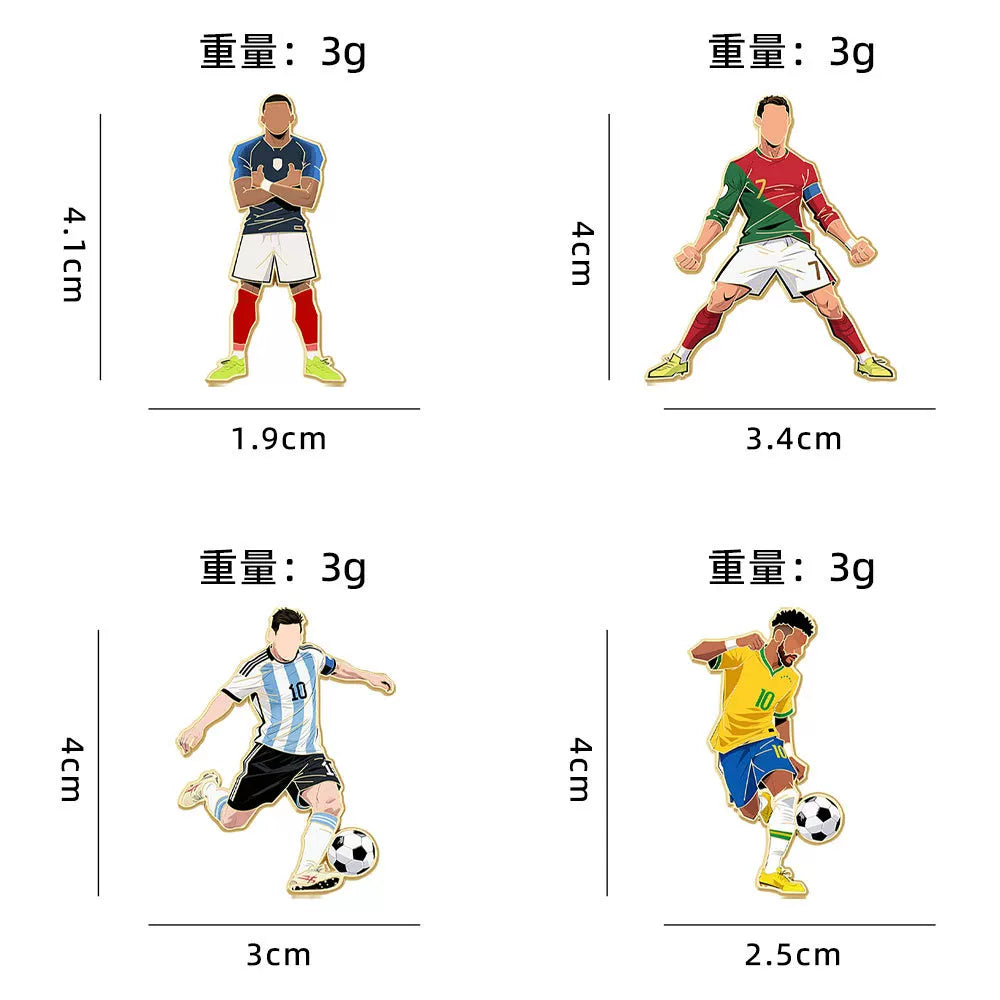 2026 Soccer Stars: Cristiano Ronaldo Pin, Lionel Messi Badge, Neymar Keychain, Kylian Mbappé World Cup Pin
