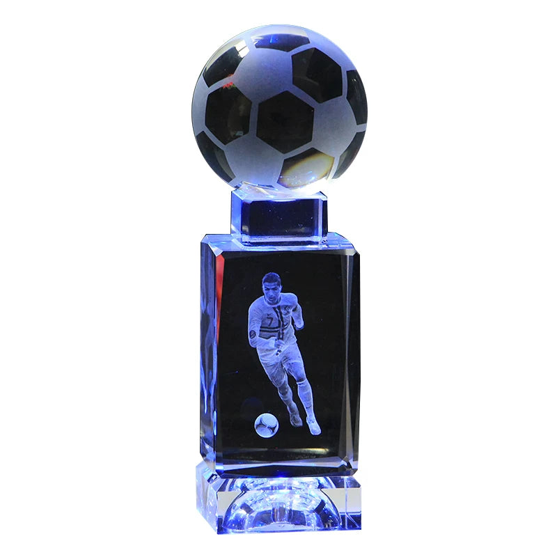 Soccer Star Crystal Chandelier: Messi, Neymar, and Cristiano Ronaldo Figurines—Gifts for Boys and Adults