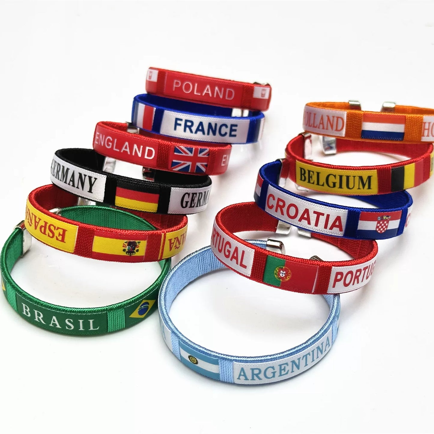 Soccer Match: Germany, Brazil, Argentina, England, and Portugal Fan Wristbands