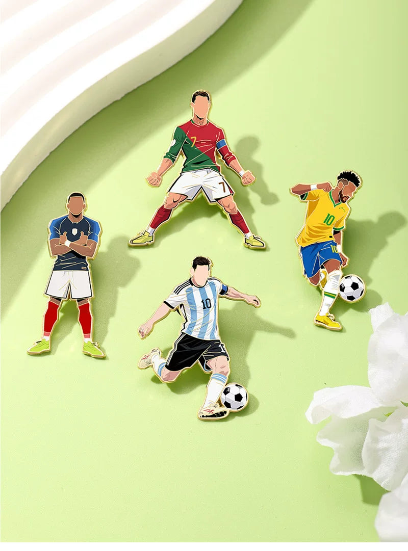 2026 Soccer Stars: Cristiano Ronaldo Pin, Lionel Messi Badge, Neymar Keychain, Kylian Mbappé World Cup Pin
