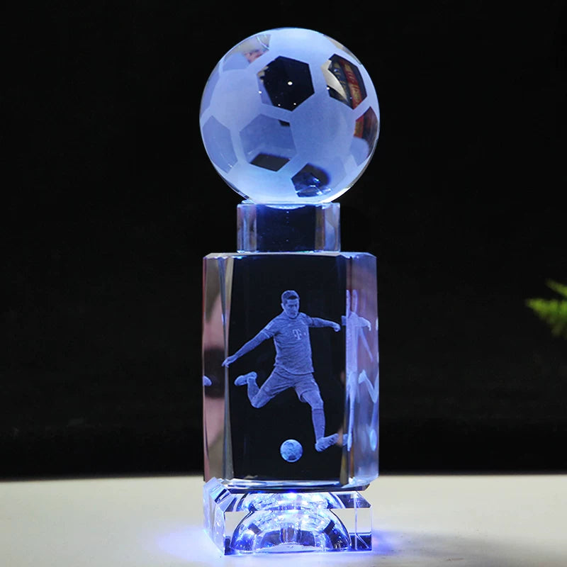 Soccer Star Crystal Chandelier: Messi, Neymar, and Cristiano Ronaldo Figurines—Gifts for Boys and Adults