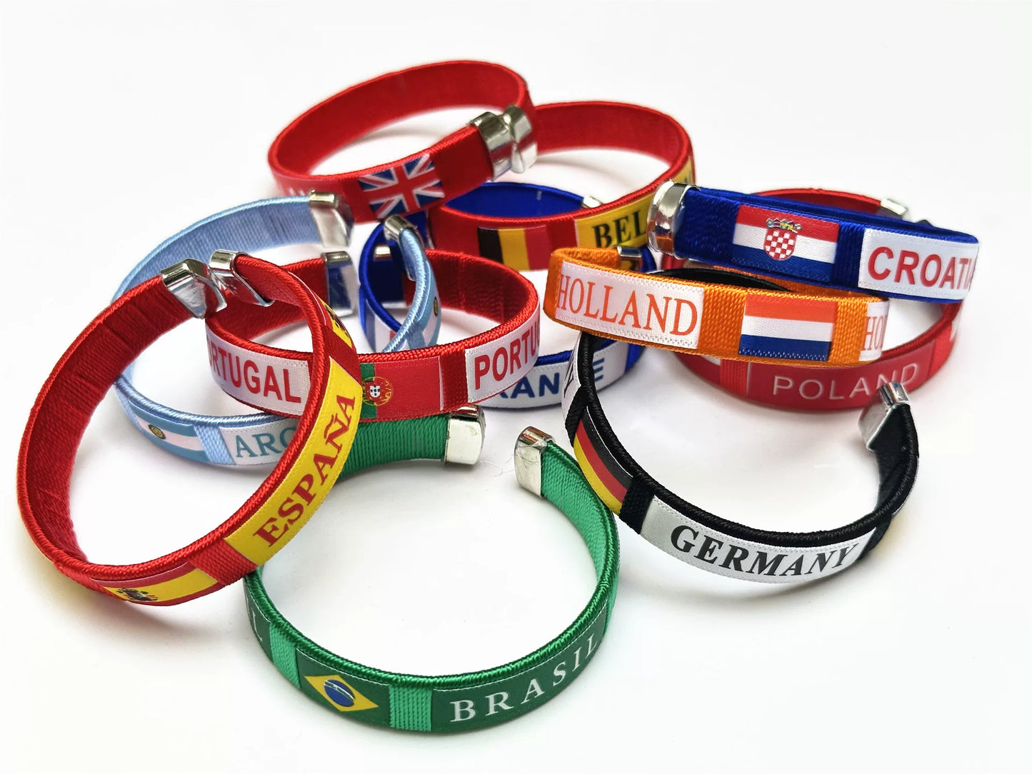 Soccer Match: Germany, Brazil, Argentina, England, and Portugal Fan Wristbands