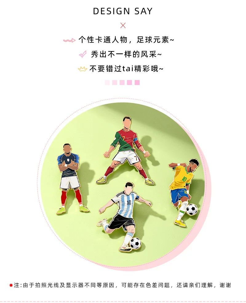 2026 Soccer Stars: Cristiano Ronaldo Pin, Lionel Messi Badge, Neymar Keychain, Kylian Mbappé World Cup Pin