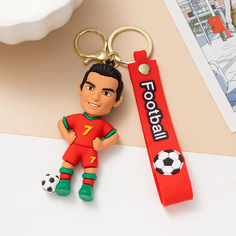 1pc 2026 Football Player Figure Keychain Soccer Cartoon Doll Car Key Ring Backbag Pendant Souvenir Gifts for Fans Friends