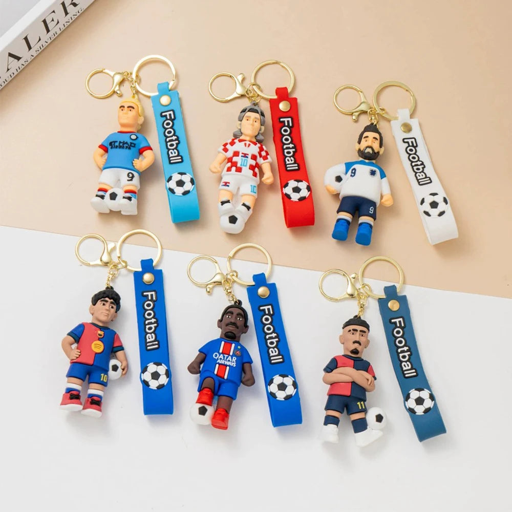 1pc 2026 Football Player Figure Keychain Soccer Cartoon Doll Car Key Ring Backbag Pendant Souvenir Gifts for Fans Friends