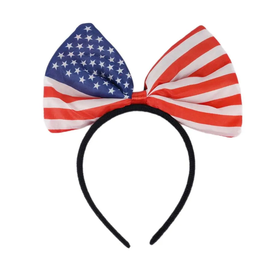 Bowknot Headdress USA Flag Elements Bow Headband Fashion Patriotic Independence Day Party Jewelry Head Band Children's Hair Hoop