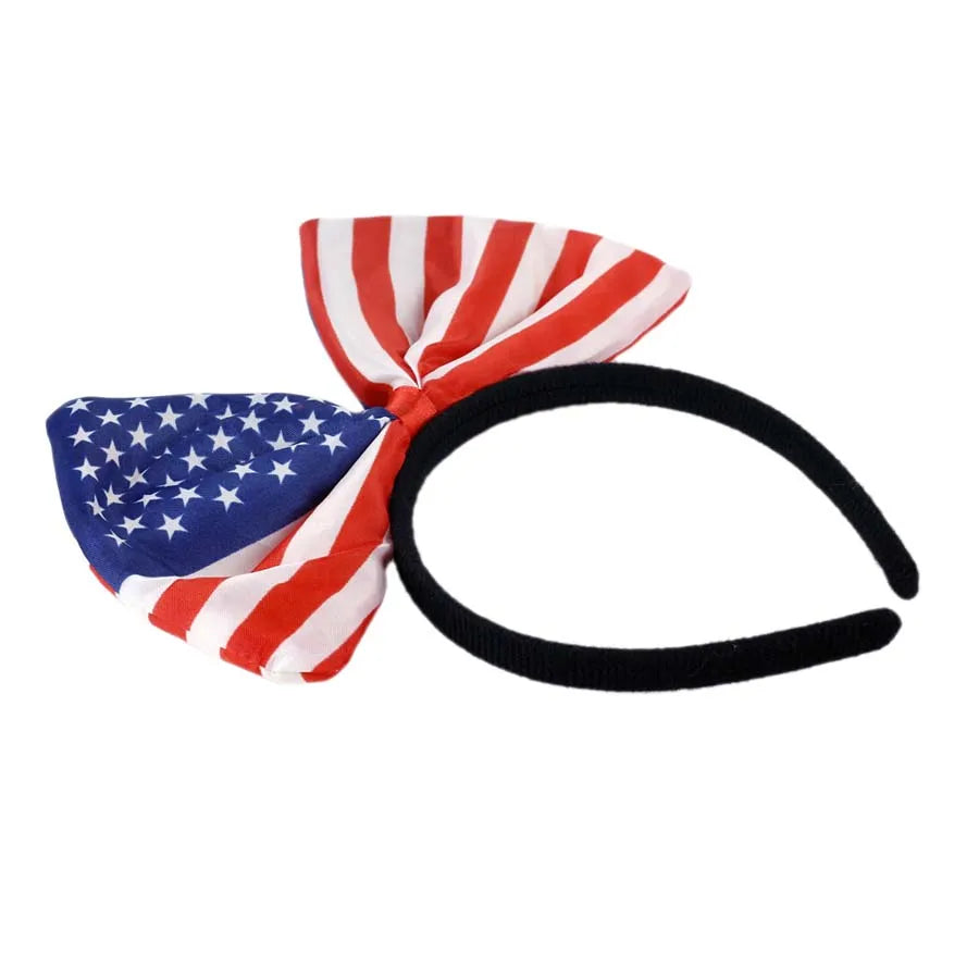 Bowknot Headdress USA Flag Elements Bow Headband Fashion Patriotic Independence Day Party Jewelry Head Band Children's Hair Hoop