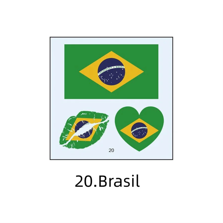 1PC Waterproof Tattoo Stickers of Football National Flag Series for Sports Matches, Shine Out in the People