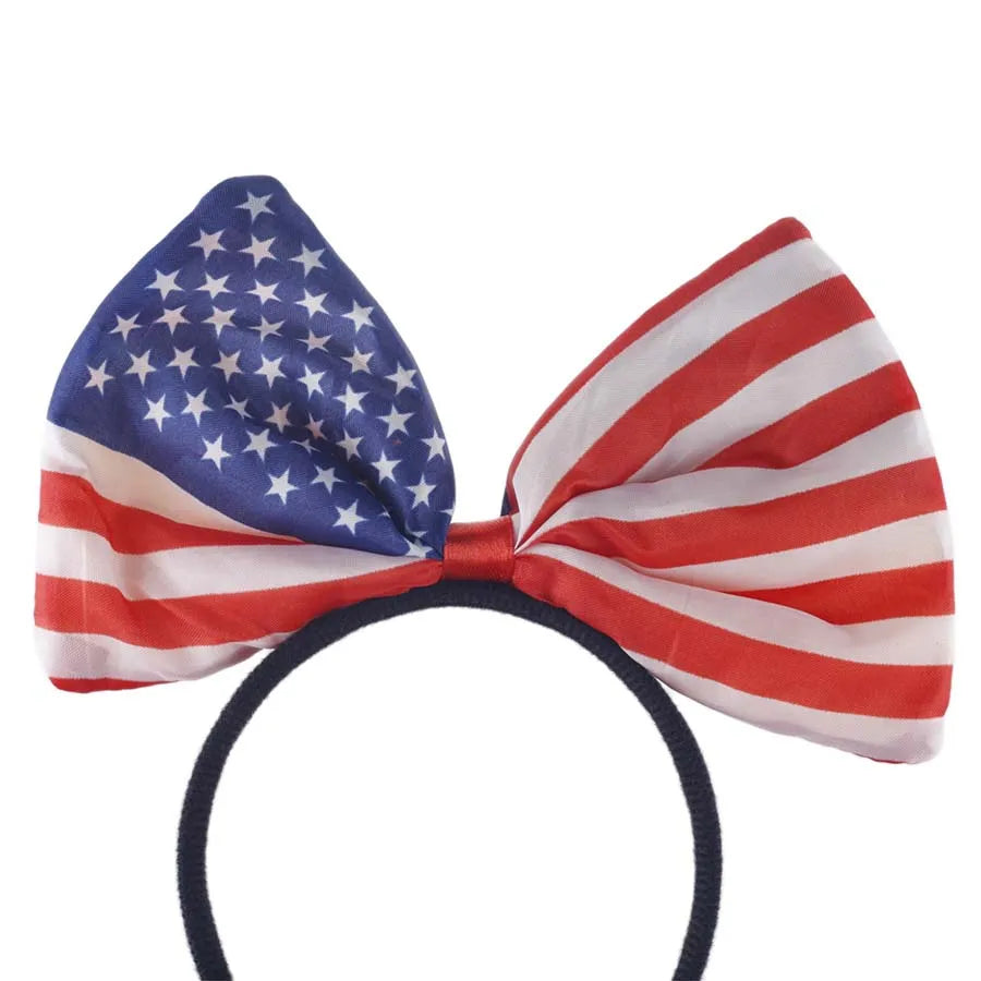 Bowknot Headdress USA Flag Elements Bow Headband Fashion Patriotic Independence Day Party Jewelry Head Band Children's Hair Hoop