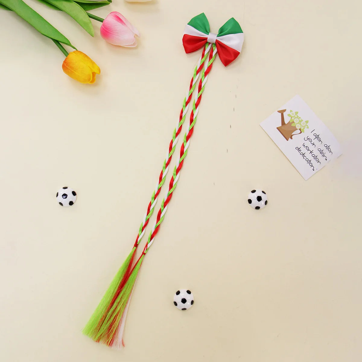 Football fans cheered for the national team players and danced wildly at the sports party, wearing hairpins and headbands.