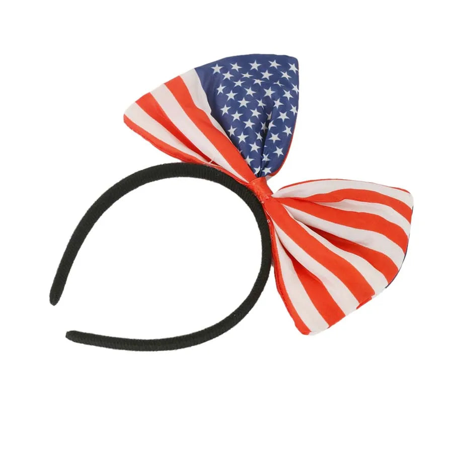 Bowknot Headdress USA Flag Elements Bow Headband Fashion Patriotic Independence Day Party Jewelry Head Band Children's Hair Hoop