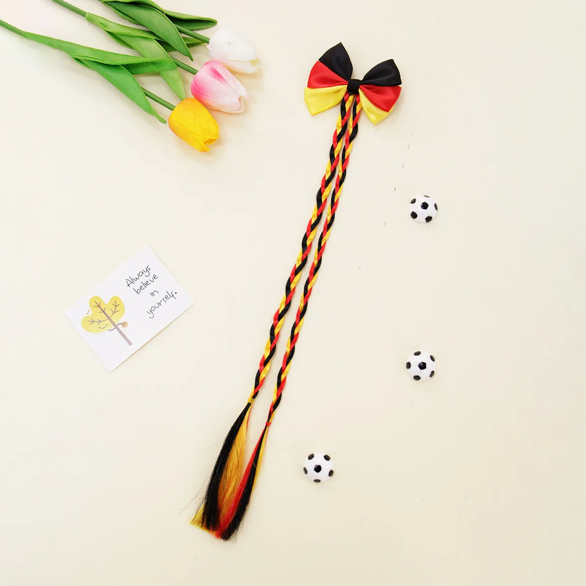 Football fans cheered for the national team players and danced wildly at the sports party, wearing hairpins and headbands.