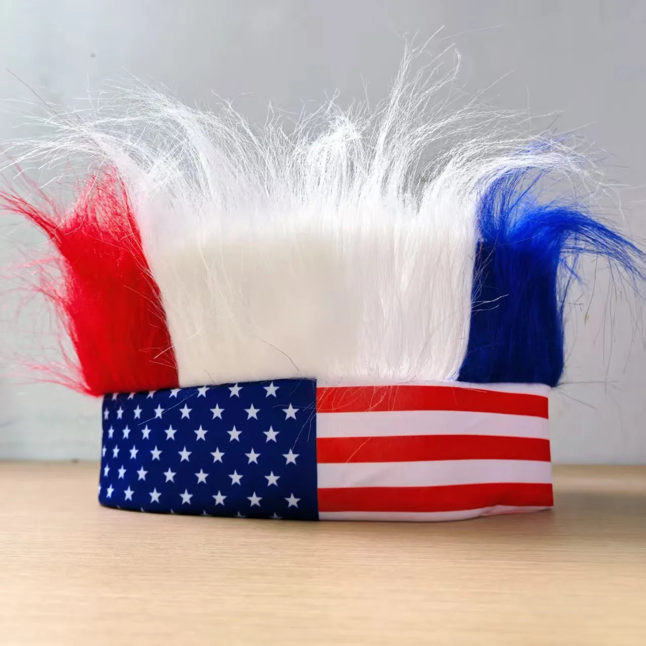 American Flag Fans Wig Independence Day Empty Top Hat National Day Games Headband Hair Accessories Headgear