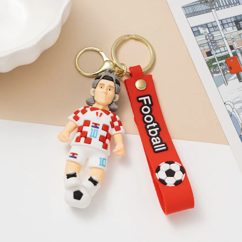 1pc 2026 Football Player Figure Keychain Soccer Cartoon Doll Car Key Ring Backbag Pendant Souvenir Gifts for Fans Friends