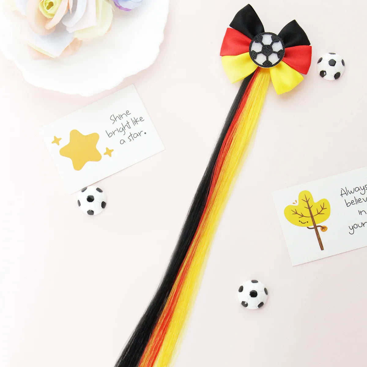 Football fans cheered for the national team players and danced wildly at the sports party, wearing hairpins and headbands.