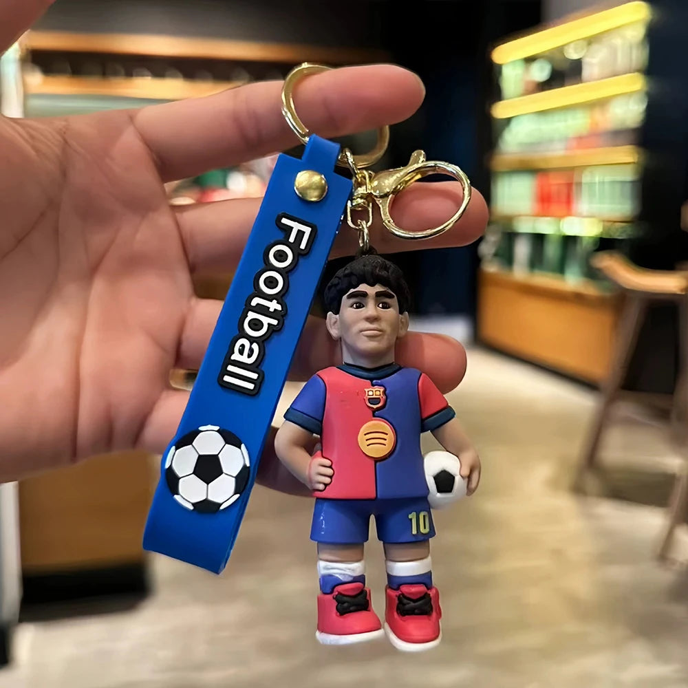 1pc 2026 Football Player Figure Keychain Soccer Cartoon Doll Car Key Ring Backbag Pendant Souvenir Gifts for Fans Friends