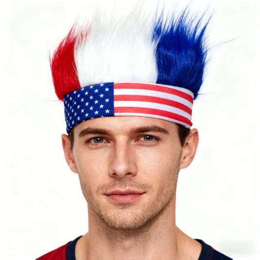 American Flag Fans Wig Independence Day Empty Top Hat National Day Games Headband Hair Accessories Headgear
