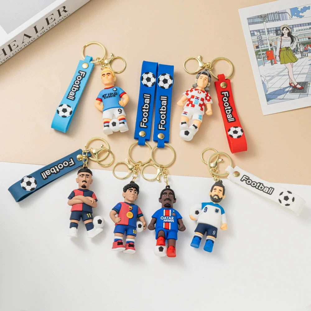 1pc 2026 Football Player Figure Keychain Soccer Cartoon Doll Car Key Ring Backbag Pendant Souvenir Gifts for Fans Friends