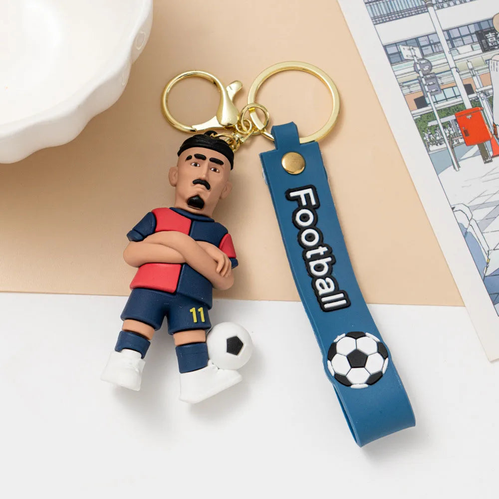 1pc 2026 Football Player Figure Keychain Soccer Cartoon Doll Car Key Ring Backbag Pendant Souvenir Gifts for Fans Friends