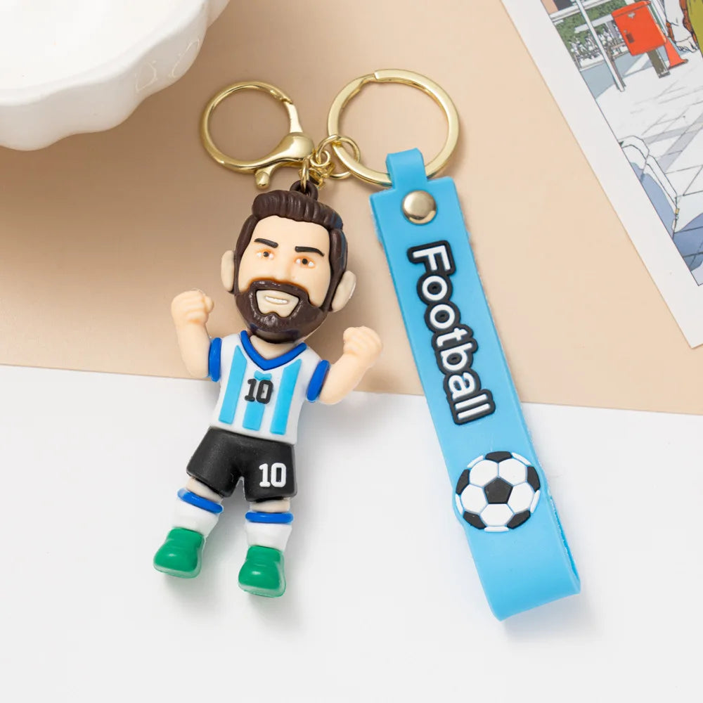 1pc 2026 Football Player Figure Keychain Soccer Cartoon Doll Car Key Ring Backbag Pendant Souvenir Gifts for Fans Friends