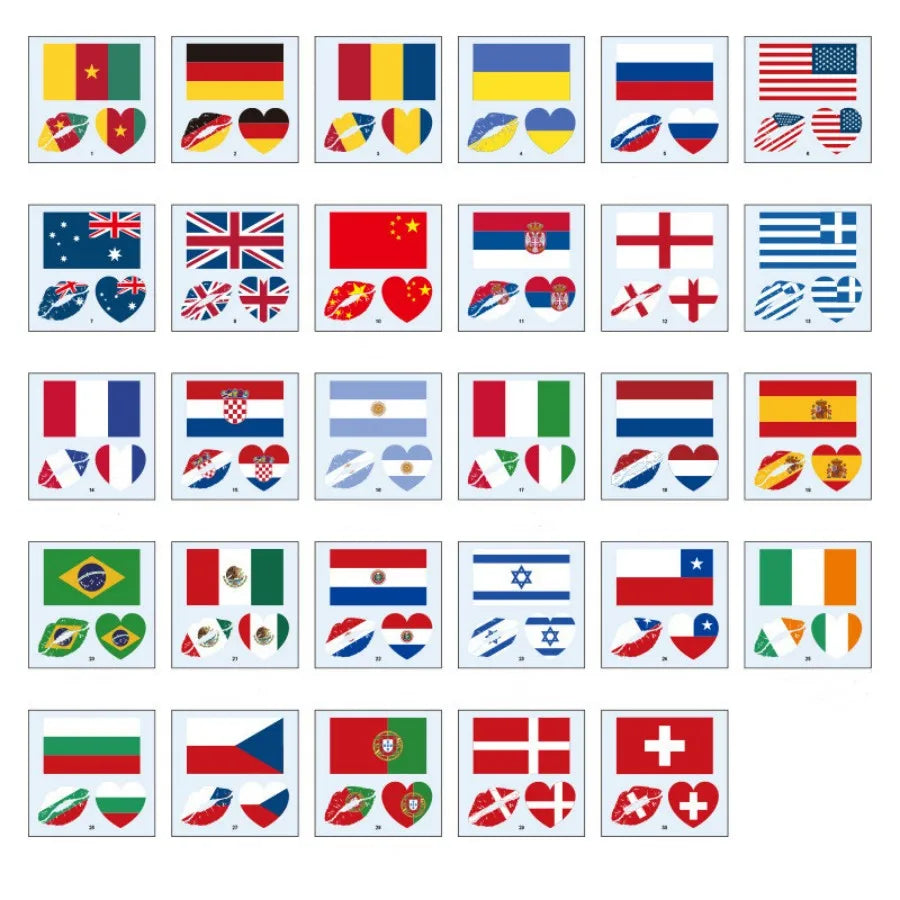 1PC Waterproof Tattoo Stickers of Football National Flag Series for Sports Matches, Shine Out in the People