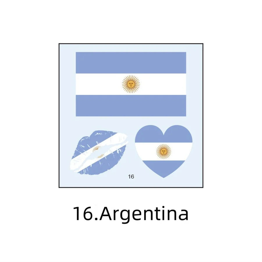1PC Waterproof Tattoo Stickers of Football National Flag Series for Sports Matches, Shine Out in the People