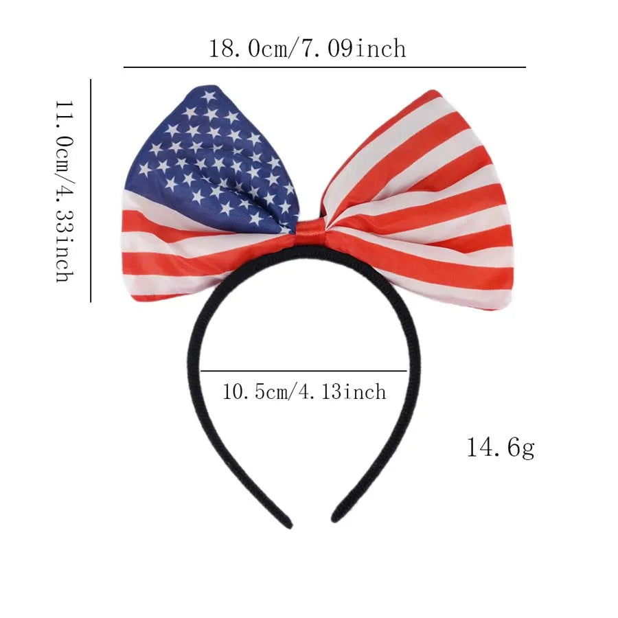 Bowknot Headdress USA Flag Elements Bow Headband Fashion Patriotic Independence Day Party Jewelry Head Band Children's Hair Hoop