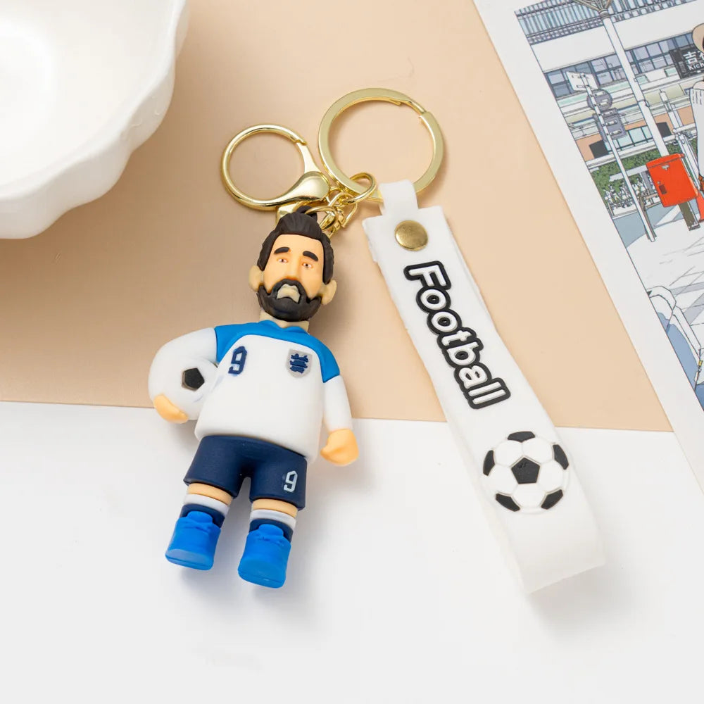 1pc 2026 Football Player Figure Keychain Soccer Cartoon Doll Car Key Ring Backbag Pendant Souvenir Gifts for Fans Friends