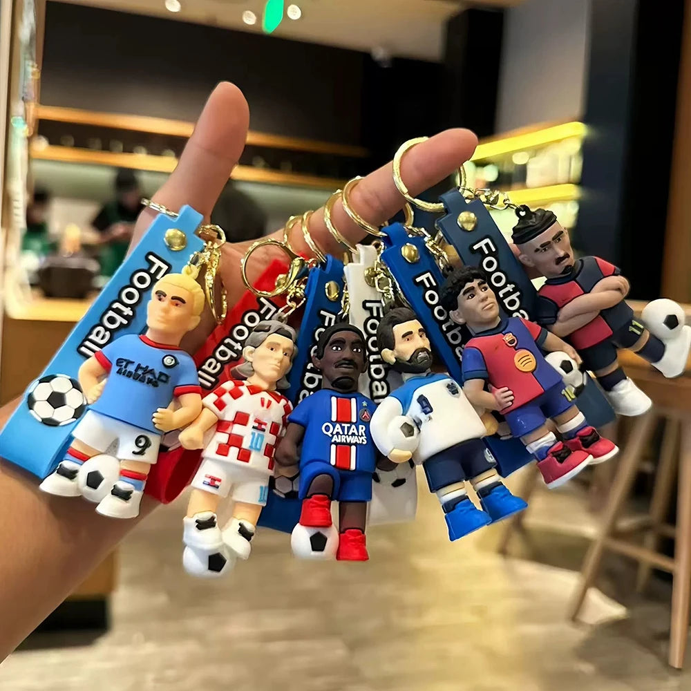 1pc 2026 Football Player Figure Keychain Soccer Cartoon Doll Car Key Ring Backbag Pendant Souvenir Gifts for Fans Friends