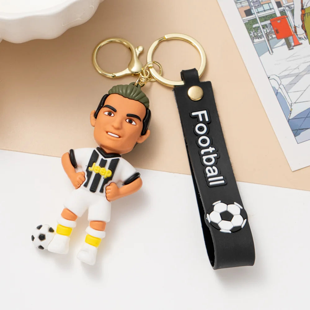 1pc 2026 Football Player Figure Keychain Soccer Cartoon Doll Car Key Ring Backbag Pendant Souvenir Gifts for Fans Friends
