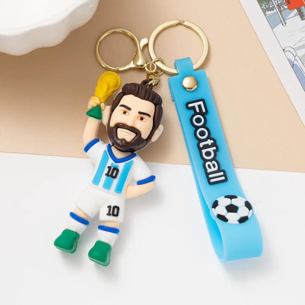 1pc 2026 Football Player Figure Keychain Soccer Cartoon Doll Car Key Ring Backbag Pendant Souvenir Gifts for Fans Friends