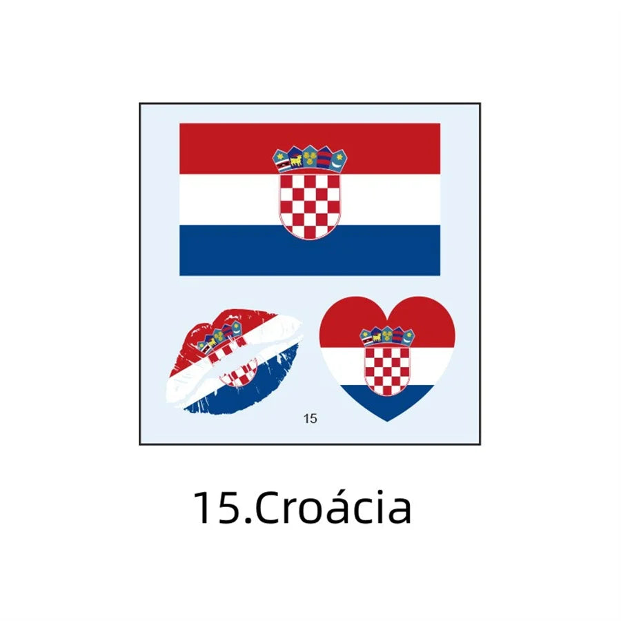 1PC Waterproof Tattoo Stickers of Football National Flag Series for Sports Matches, Shine Out in the People
