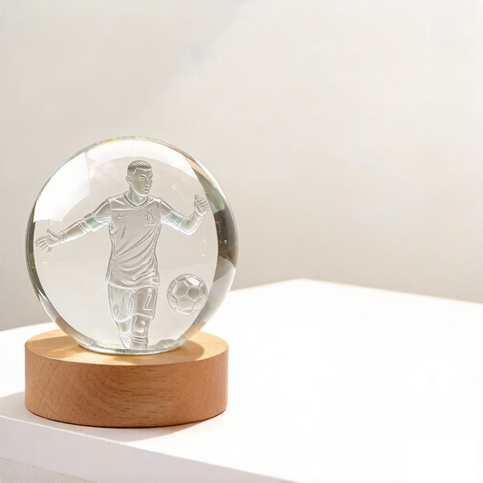 8cm USB Crystal Ball with Inner Carving Glowing Night Light Creative Desktop Decoration Wooden Base Holiday Gift